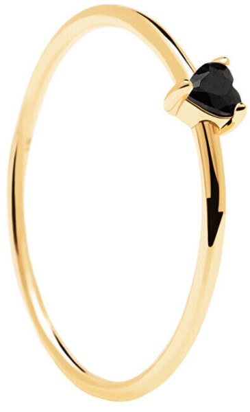 Minimalist gold-plated ring with Black Heart Gold AN01-224