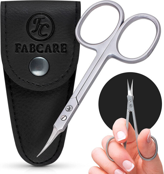 Fabcare Professional Nail Scissors Including Case & Ebook, Innovative Micro-Teeth, Extra Sharp Nail Scissors with Curved Edge, For Finger and Toe Nails, Suitable for Left-Handed Users
