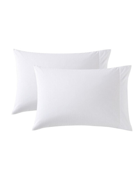 Solid White Cotton Percale Standard Pillowcase Pair