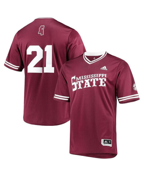 Men's Maroon Mississippi State Bulldogs Replica V-Neck Baseball Jersey