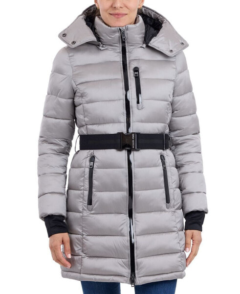 Women's Belted Hooded Puffer Coat, Created for Macy's