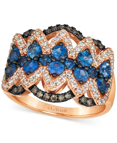 Blueberry Sapphire (1-1/6 ct. t.w.) & Diamond (5/8 ct. t.w.) Crown Ring in 14k Rose Gold