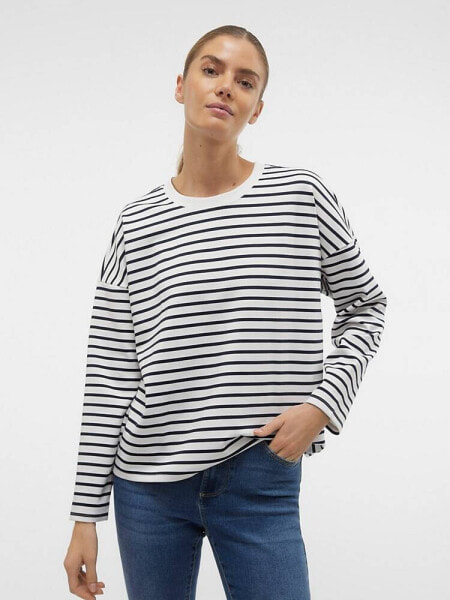 Vero Moda raglan jersey top with long sleeves in navy stripe