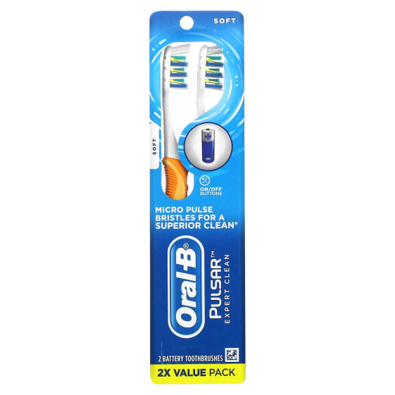 Oral-B, Pulsar, зубная щетка Expert Clean, мягкая, 2 шт. в упаковке