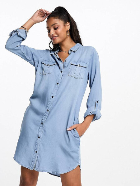 Vero Moda denim mini dress in light blue