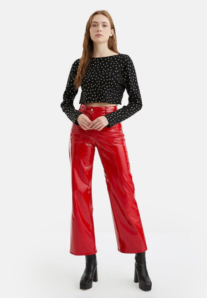 Women's Wide Leg Pleather Pants