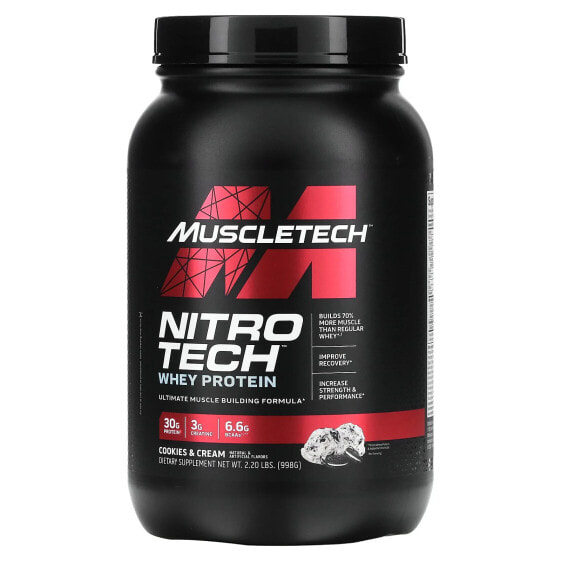 Сывороточный протеин MuscleTech Nitro-Tech, клубника, 2,2 фунта (998 г)
