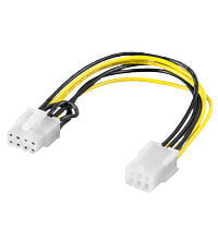 Wentronic Power Cable/Adapter for PC Graphics Card - PCI-E/PCI Express - 6-Pin to 8-Pin - 0.2 m - 0.2 m - PCI-E (6-pin) - PCI-E (8-pin) - Female - Male - Straight