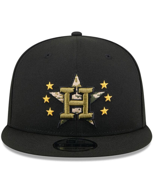 Men's Black Houston Astros 2024 Armed Forces Day 9FIFTY Snapback Hat