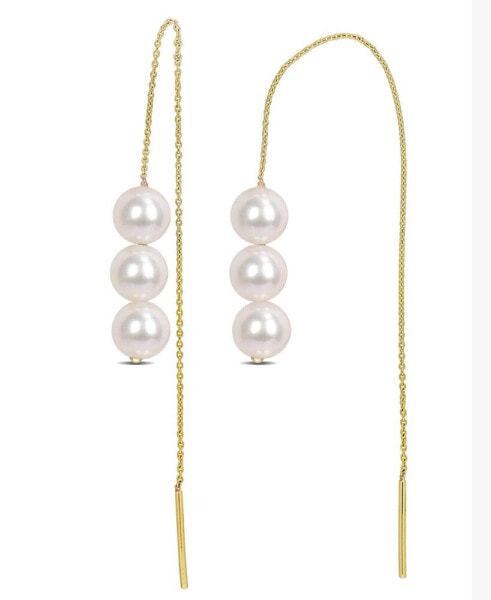 Cultured Freshwater Pearl (6 - 6-1/2mm) Threader Earrings in 10k Gold