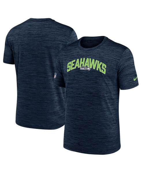 Men's Navy Seattle Seahawks Sideline Velocity Athletic Stack Performance T-shirt