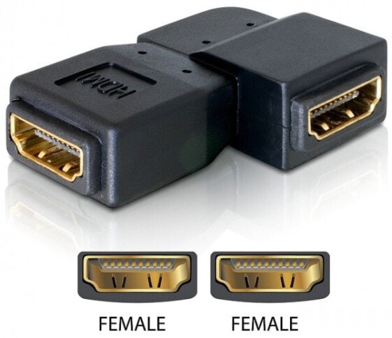 Переходник HDMI женский > HDMI женский 90° влево - HDMI 1.3 - HDMI 1.3 - Черный Delock Adapter