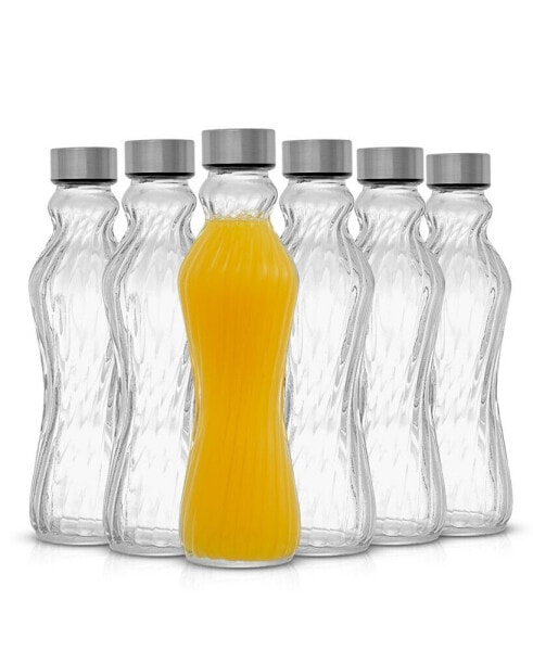 Fluted Glass Spring 16 oz Water Bottles Set of 6