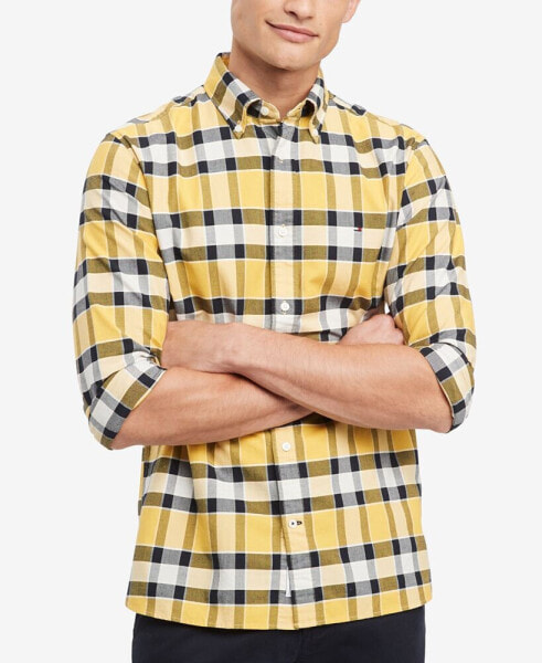 Men's Regular-Fit Bold Check Button-Down Oxford Shirt