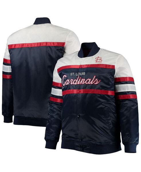 Men's Navy, Red St. Louis Cardinals Big and Tall Coaches Satin Full-Snap Jacket