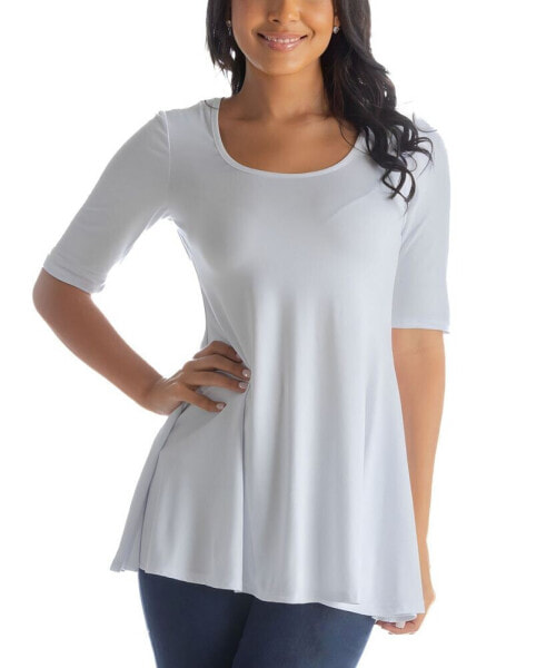 Women's Elbow Sleeve Swing Tunic Top