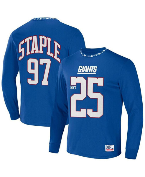 Men's NFL X Staple Blue New York Giants Core Long Sleeve Jersey Style T-shirt