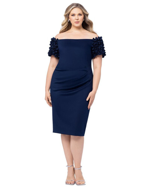 Plus Size Off-The-Shoulder Ruffle-Sleeve Sheath Dress