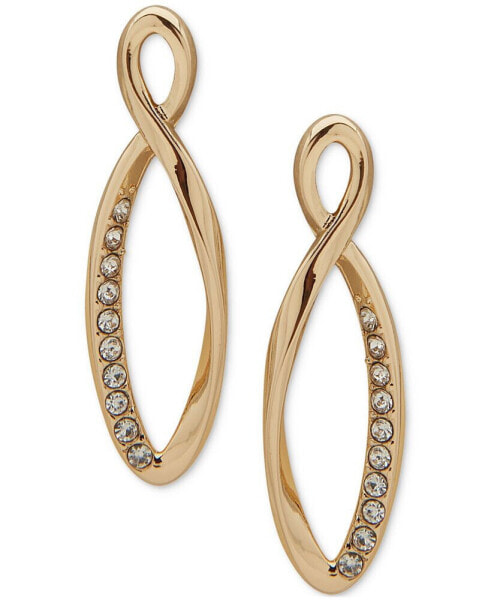 Gold-Tone Pavé Open Twist Drop Earrings