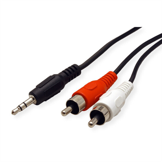 ROLINE 3.5mm/2x RCA (M) Cable 1.5 m - 3.5mm - Male - 2 x RCA - Male - 1.5 m - Black - Red - White