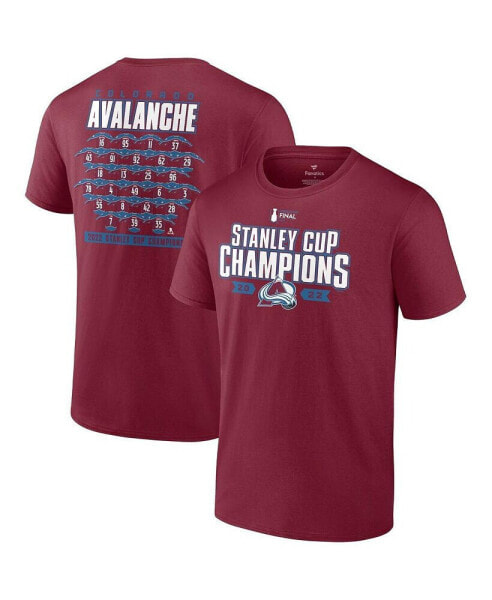 Men's Burgundy Colorado Avalanche 2022 Stanley Cup Champions Big and Tall Roster T-shirt