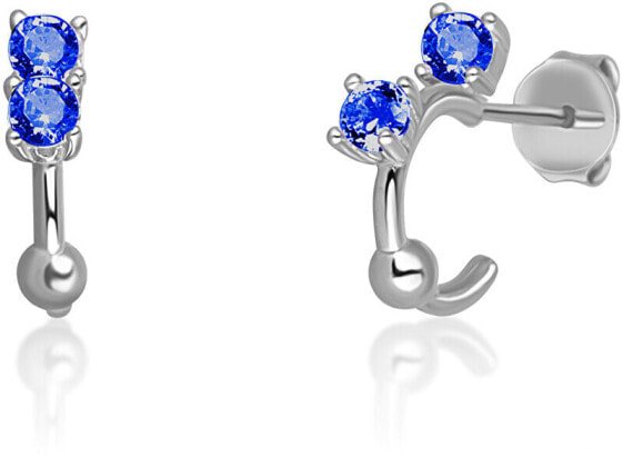 Серебряные серьги-кольца с голубыми цирконами SVLE0701XH2M100