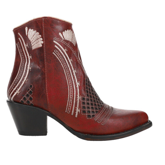 Ferrini Savannah Embroidered Round Toe Cowboy Booties Womens Red Casual Boots 60