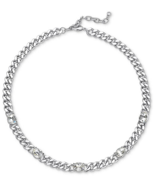 On 34th crystal Station Chain Link Collar Necklace, 16" + 2" extender, Created for Macy's