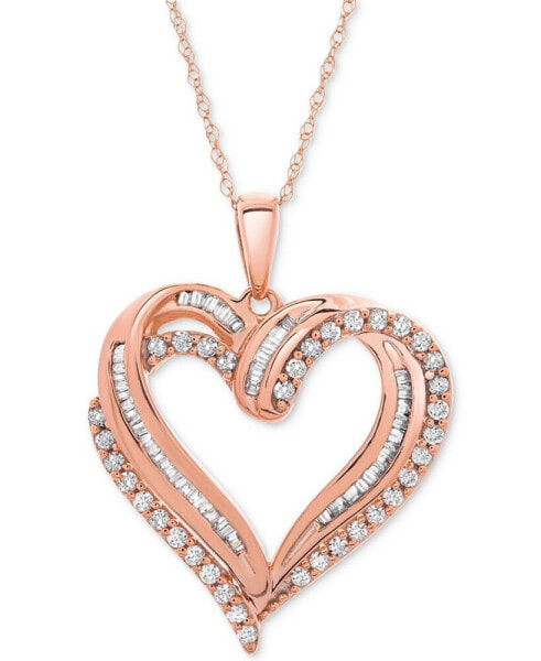 Macy's diamond Heart Pendant 18" Necklace (1/2 ct. t.w.) in 10k White, Yellow or Rose Gold.