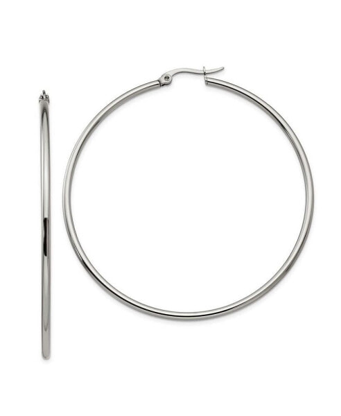 Stainless Steel Polished Diameter Hoop Earrings