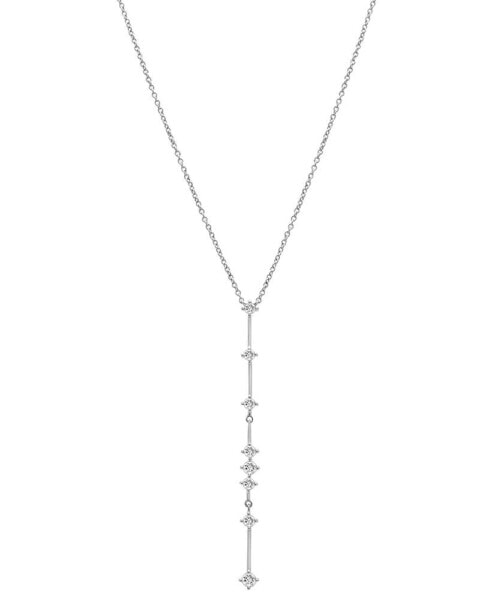 Wrapped diamond Vertical Line Lariat Necklace (1/3 ct. t.w.) in 10k White Gold, 17" + 1" extender, Created for Macy's