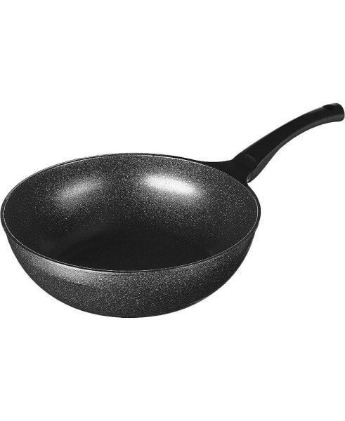 Nonstick Deep Frying Pan Saute Pan Skillet 12 Inch, Marble Wok Stir-Fry Pan Large Skillet Saute Pan, Black