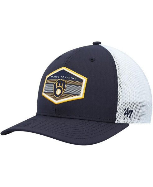 Men's Navy, White Milwaukee Brewers Spring Training Burgess Trucker Snapback Hat