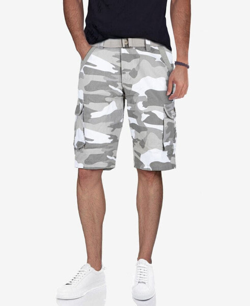 Men's Belted Twill Tape Cargo Shorts