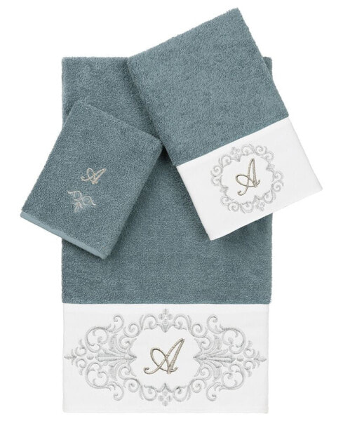 Textiles Turkish Cotton Monica Embellished Towel 3 Piece Set - Dark Gray
