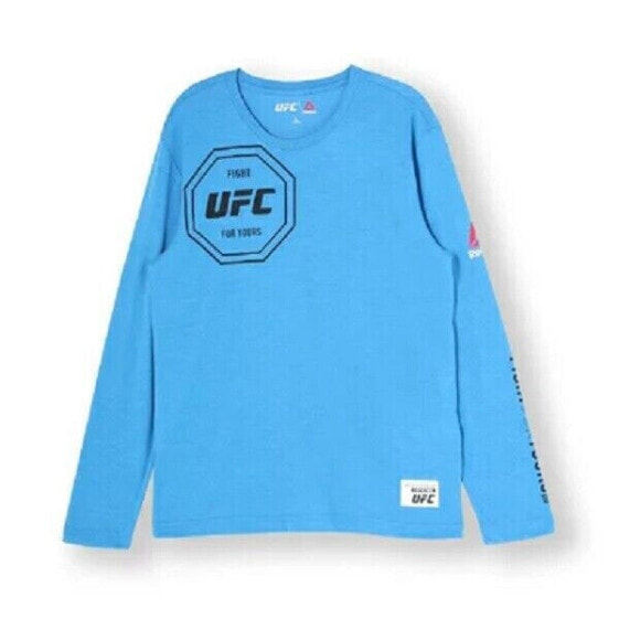 [AJ9070] Mens Reebok UFAN UFC Long Sleeve Tee Shirt - Blue Fight For yours