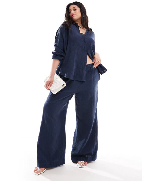 Nobody's Child Plus Misha wide leg trouser co-ord in navy