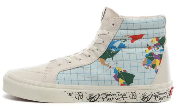 Кеды Vans SK8 HI Reissue Save Our Planet "Спасем нашу планету" мужские и женские синие белые