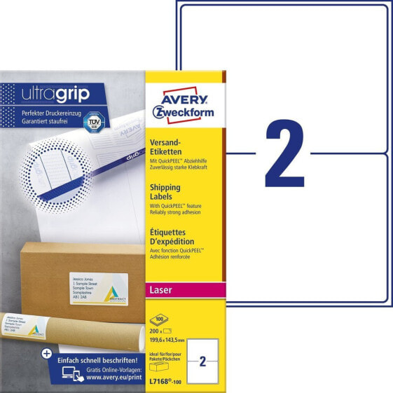 Avery Zweckform Avery L7168-100 - White - Rectangle - Permanent - DIN A4 - Universal - Paper