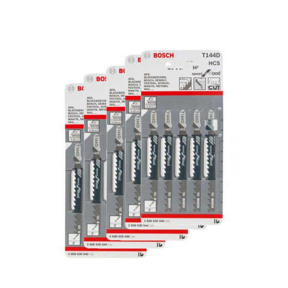 Bosch Stichsägeblatt T 144 D, Speed for Wood, 5x 5er-Pack