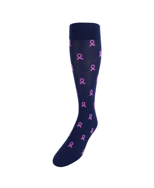 Breast Cancer Awareness Over The Calf Mercerized Cotton Socks