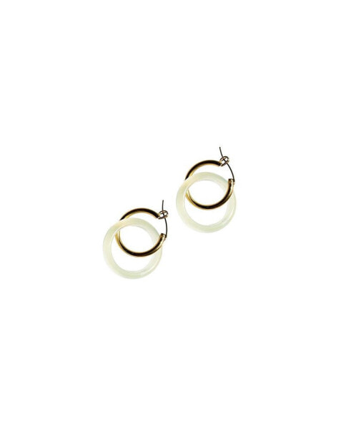 Amelie skinny — Green jade stone hoop earrings