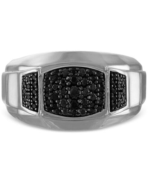 Men's Black Diamond Triple Cluster Ring (1/2 ct. t.w.) in Sterling Silver-Plate