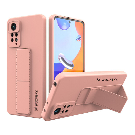 Чехол силиконовый с подставкой Wozinsky для Xiaomi Redmi Note 11 Pro розовый