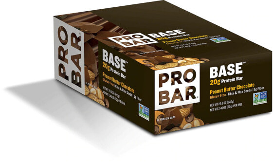 ProBar Base 20g Protein Bar Peanut Butter Chocolate Шоколадный протеиновый батончик с  арахисовым маслом 12 батончиков