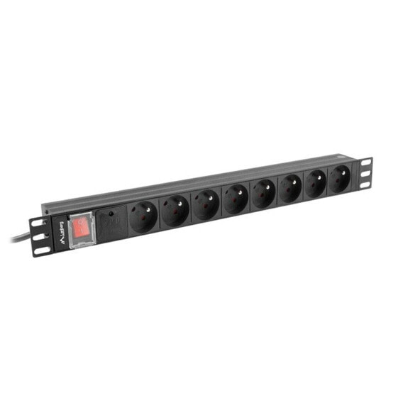 Сетевой фильтр 19" 8 Tomas Schuko с выключателем Lanberg PDU-08E-0200-BK (2 m)