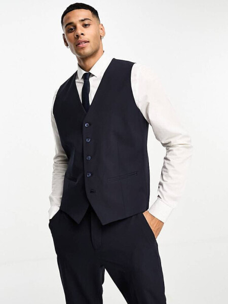 Selected Homme slim fit waist coat in navy 