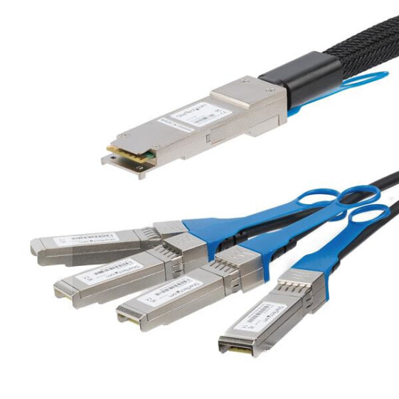 StarTech.com MSA Uncoded Compatible 1m 40G QSFP+ to 4x SFP+ Direct Attach Breakout Cable Twinax - 40GbE QSFP+ to 4x SFP+ Copper DAC 40 Gbps Low Power Passive Transceiver Module DAC - 1 m - QSFP+ - 4x SFP+
