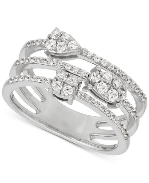 Lab Grown Diamond Multi-Row Mini Cluster Ring (1/2 ct. t.w.) in Sterling Silver