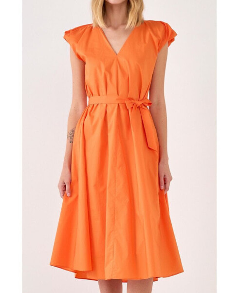 Women's Puffy Sleeve Midi Dress